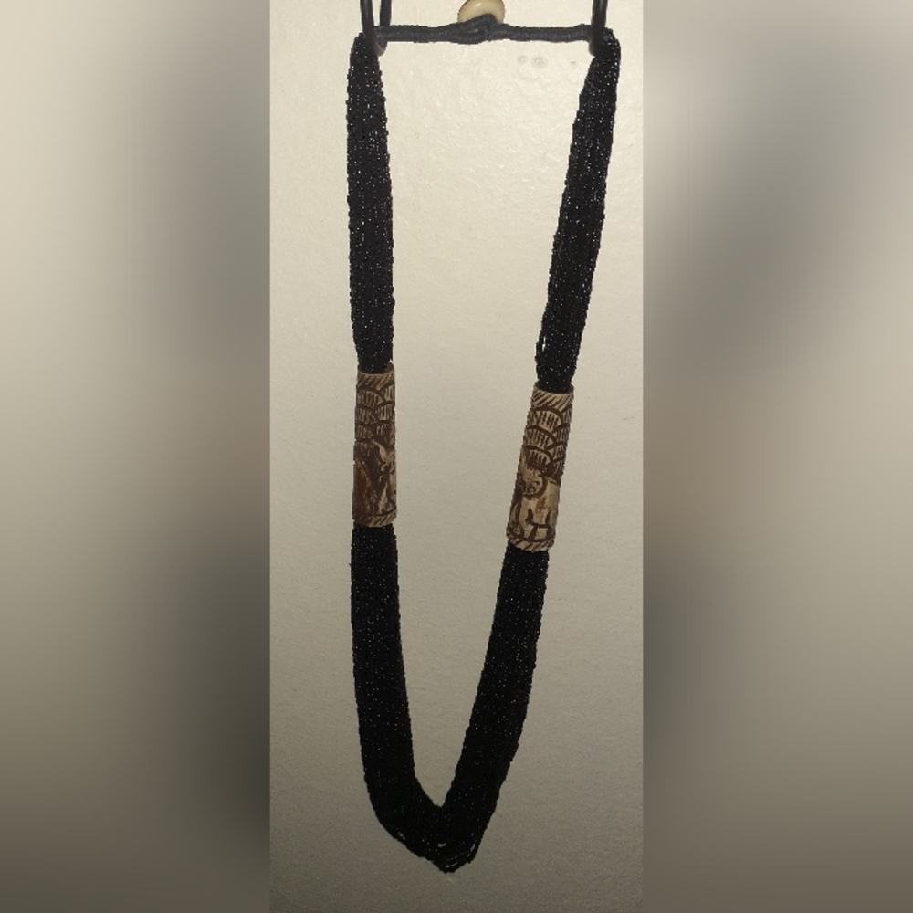 Handmade Black Beaded Necklace
